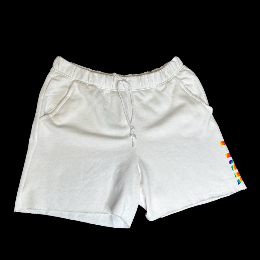 VS PINK White Lounge Shorts Rainbow Pride Logo XL NWT